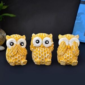 Yellow Owl Statue Vastu Item